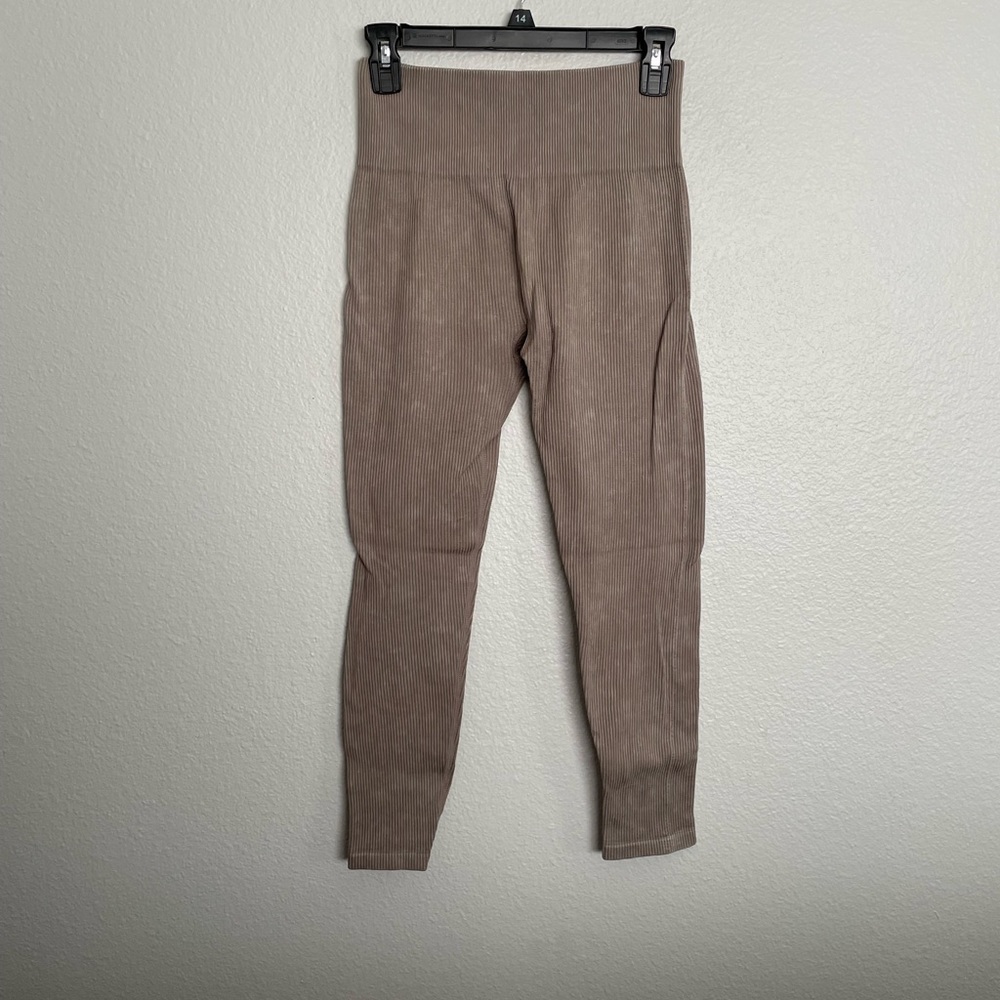 Mauve brown seamless ribbed leggings - Picture 2 of 5